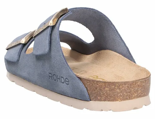 Rohde Tieffußbett Clogs bis 30 mm Gr.36, Blau - Hochwertige Clogs mit anatomisch geformtem Leder-Fußbett und flexibler Laufsohle für optimalen Tragekomfort. Ideal für den Alltag.