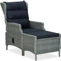 Furnicato Verstellbarer Gartensessel mit Fußhocker – Hellgrau - Bequemer Gartensessel aus robustem PE-Rattan mit verstellbarer Rückenlehne für individuelle Entspannung. Ideal für Gartenpartys oder entspannende Stunden im Freien. Inkl. Fußhocker für zusätzlichen Komfort.