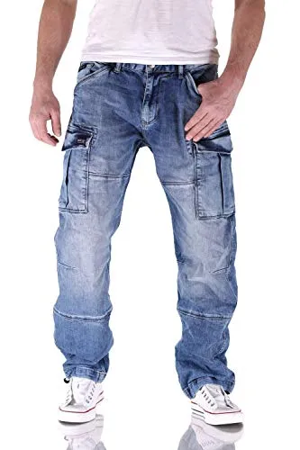 Big Seven Brian Medium Blue Cargo Herren Jeans W33/L36 - Bequeme Cargo-Jeans im Comfort Fit mit praktischen Oberschenkeltaschen. Ideal für den Alltag und vielseitig kombinierbar. Hochwertige Baumwollmischung für angenehmen Tragekomfort.