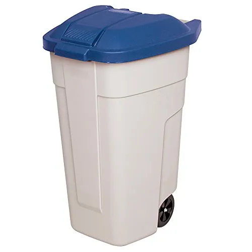 BRB-Lagertechnik Mülleimer Wertstoffsammler 100L - Haushaltszubehör: Robuster 100 Liter Wertstoffsammler aus Polypropylen-Kunststoff, fahrbar mit 2 Rädern für einfachen Transport und ergonomischen Handgriffen für müheloses Handling.