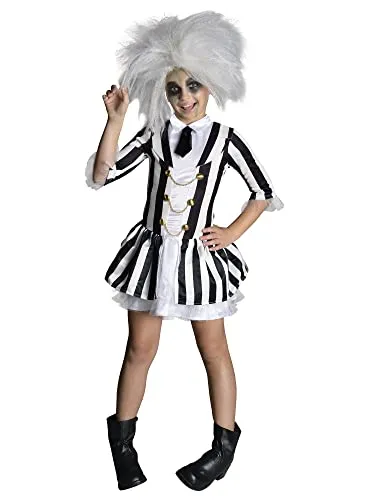 Rubie's Beetlejuice-Kostüm für Kinder, Größe M (5-7 Jahre) - Offiziell lizenziertes Beetlejuice-Kostüm mit Kleid und Krawatte, ideal für Halloween oder Karneval und perfekt für kleine Fans der 80er Jahre.