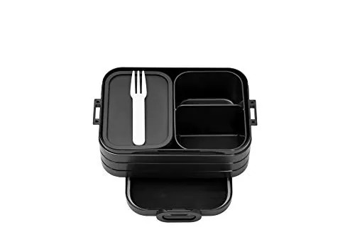 Mepal Brotdose Midi - Brotdose mit Bento Box - Für 2 Sandwiches oder 4 Brotscheiben - Lunchbox für kleine Snacks & Reste - Erwachsene - Essenbox mit Fächern - Old Nordic black