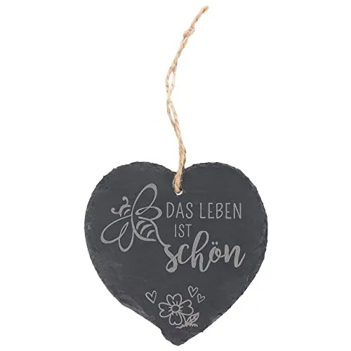 Spruchreif | Kleines Schieferherz mit Gravur | Schieferherz mit Spruch | Schiefertafel in Herzform mit Kordel zum Aufhängen | Wanddeko mit Sprüchen | Schiefer Türschild | Dekoherz