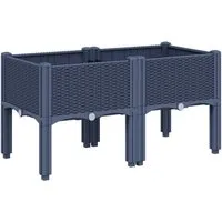 vidaXL Pflanzkasten mit Beinen Grau 80x40x42 cm - Pflanzenkästen & Spaliere - Langlebiger Blumenkübel mit eleganter Rattan-Optik, ideal für Kletterpflanzen und bietet viel Platz für Gemüse und Blumen.
