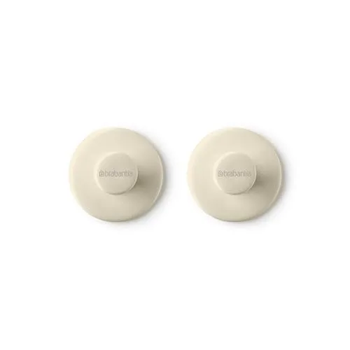 Brabantia - Renew Handtuchhaken - Ideal für Bad, Toilette oder Küche - Hält bis zu 2 kg - Mit oder Ohne Bohren - Korrosionsbeständig - Inkl. Befestigungsmaterial - 2er Set - Soft Beige