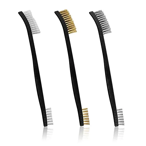 Drahtbürste Klein Set 3 Stück Mini Drahtbürsten Stahlbürste Messingbürste Nylon Kleine Metallbürste für Reinigung Schmutz und Rost