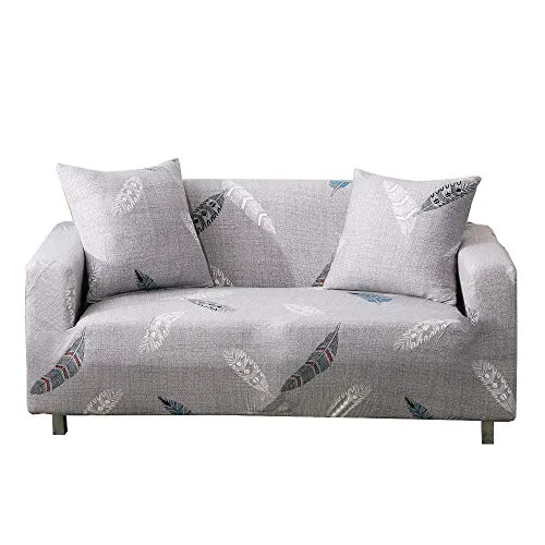 ARNTY Sofabezüge, Moderne Elastischer Sofabezug Stretch 1/2/3/4 Sitzer Couchbezug Antirutsch Blumendruck Sofahusse für Couch Möbelschutz (Grau-Feder, 3 Sitzer Sofabezug:181-230cm)