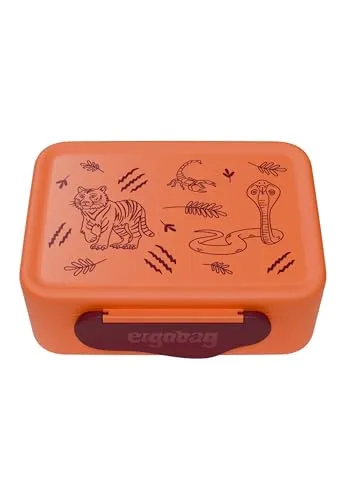 ergobag Brotdose mit Trennfach, BPA-frei, Spülmaschinenfest Tiger - Orange