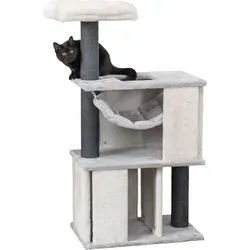 Trixie Juliano grauer Kratzbaum - 115 cm hoch, ideal für Katzen mit Höhlen, Hängematte und Sisal-Säulen zur Krallenpflege und Entspannung