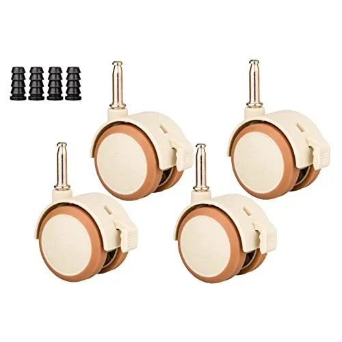 Lenkrollen für Kinderbetten mit Bremse - Doppelrollen 47 MM - Möbelrollen für Baby- & Kleinkinderzimmer, robust und leise mit Bremsfunktion, ideal für sicheren Einsatz in Kinderzimmern.