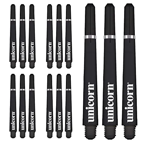 Dartpfeilgriffe „Gripper 4“ von Unicorn, Packung mit 1 (15 Stück), Schwarz, Kurz, Unisex