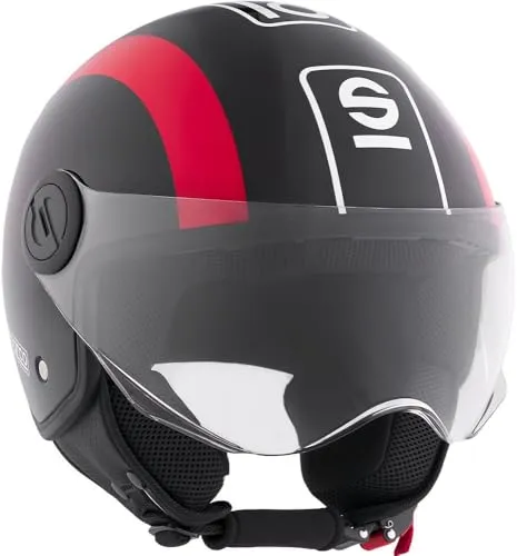 Sparco Demi-Jet Motorradhelm mit ABS-Schale, Größe XL, Rot und Schwarz
