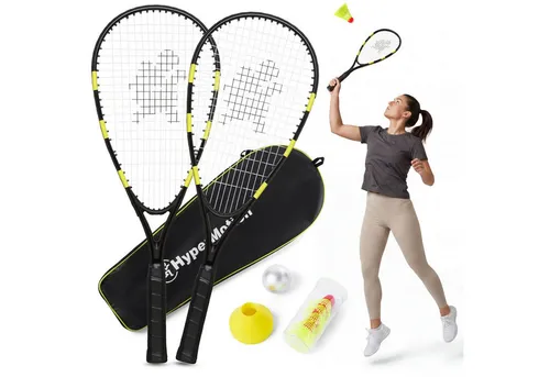 HyperMotion Federballschläger Set mit 2 Schlägern und 5 Bällen