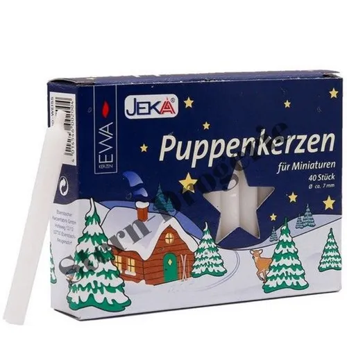 Puppenkerzen 7x70 mm weiß 40 Stück im Pack - für Miniaturen