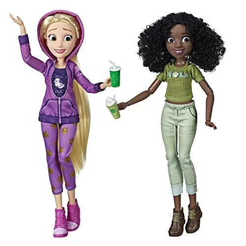 Disney Prinzessinnen Comfy Squad Rapunzel und Tiana, Puppen zum Film Chaos im Netz mit Freizeit-Outfit und Zubehör