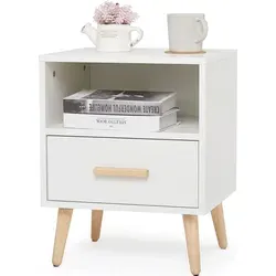 Mondeer Nachttisch mit Schublade und offenem Fach in weiß von Mondeer
