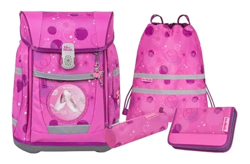 McNeill Schulranzen-Set TENERO 5tlg. - Kollektion 2024 (PINKY) - Schulranzen für kleine Entdecker, bietet viel Platz im Hauptfach und wächst dank verstellbarer Tragegurte mit Ihrem Kind mit. Maße: 27 x 38 x 17 cm