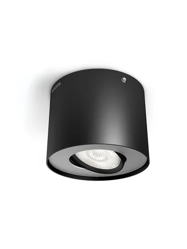 Philips Phase - 1-Lichts Opbouwspot - Zwart - Moderne Lampe für stilvolle Beleuchtung, ideal für Wohnräume und Akzentbeleuchtung.