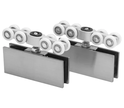 Edelstahl Rollwagen mit Glastür für Schiebetüren