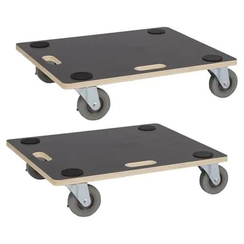 Werkzeugkönig Transportroller 400 kg - 2er Set mit stabiler Multiplexplatte - Praktisches Rollbrett für den einfachen Transport schwerer Lasten. Mit robuster Siebdruckbeschichtung, 400 kg Tragkraft und 360° drehbaren Vollgummirollen – ideal für verschiedene Böden und mühelosen Einsatz.