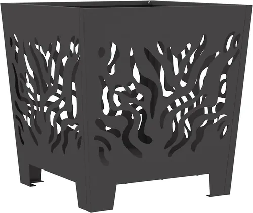vidaXL Quadratische Feuerstelle Schwarz 40x40 cm - Moderne quadratische Feuerstelle aus hochwertigem Stahl, hitzebeständig und ideal für gemütliche Abende im Freien. Wetterfest und leicht zu bewegen, perfekt für Balkon oder Garten.