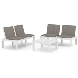 vidaXL 3-tlg. Garten-Lounge-Set mit Kissen - Gartenmöbel aus stabilem Kunststoff, ideal zum Entspannen oder Plaudern mit Freunden. Einfach zu reinigen und mit komfortablen Kissen für höchsten Sitzkomfort.