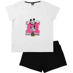 Disney Minnie Mouse Schlafanzug Pyjama Set für Damen – Schlafanzug mit Kurzarm Shirt & Shorts L