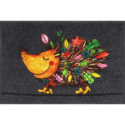 Salonloewe Funky Hedgy Fußmatte 50 x 75 cm - Bunte Igel-Motiv Sauberlaufmatte - Fußmatten in 50 x 75 cm, waschbar und pflegeleicht; ideal als dekorative Schmutzfangmatte für innen und außen, rutschfest und allergikerfreundlich.