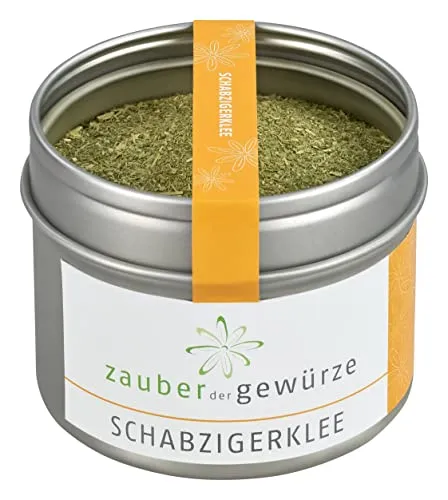 Zauber der Gewürze Schabzigerklee - Brotklee, Käseklee gemahlen als Brotgewürz für Käsegerichte, Suppen & Saucen oder Kräuterquark, Spitzen-Qualität in wiederverschließbarer Aroma-Dose, 35 g