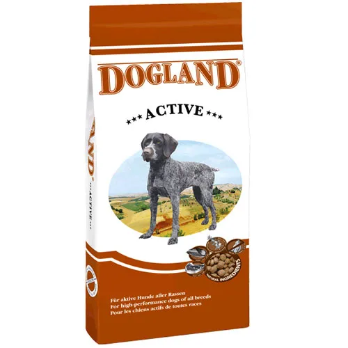 Dogland Active 15 kg - Hundefutter für aktive Hunde - Hochwertiges Hundefutter für ausgewachsene, aktive Hunde. Ohne künstliche Zusätze, mit hohem Fleischanteil für beste Schmackhaftigkeit.