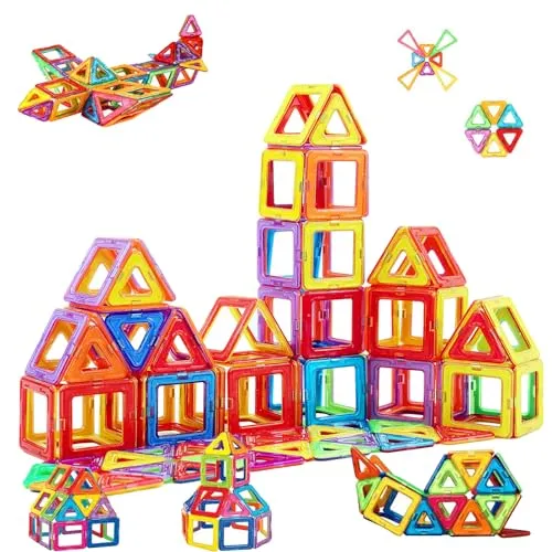 morkka Magnetische Bausteine, Magnetspielzeug Magneten Kinder Magnetbausteine Magnet Spielzeug Magnetspiele für Kinder Geschenk ab 3 4 5 6 7 8 Jahre Junge Mädchen Bauklötze Kinderspielzeug(65 PCS)