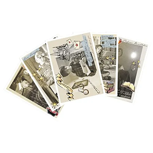 ABYSTYLE - Harry Potter Postkarten-Set: 5 verschiedene Designs, Vintage, mehrfarbig, 14,8 x 10,5 cm, für verschiedene Anlässe