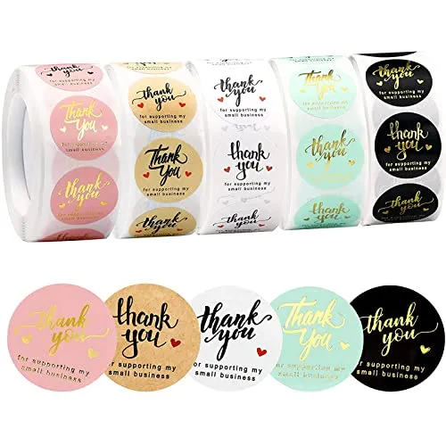 CYH 2500 Stück Aufkleber für Dankeschön-Etiketten, Dankeschön, selbstklebend, Rolle mit Dankeschön, Etiketten auf Rolle, Thank You For Supporting My Small Business CYH155