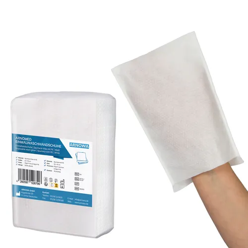 50x Einweg Waschhandschuhe Einweg ARNOMED Waschlappen Wasserabweisend