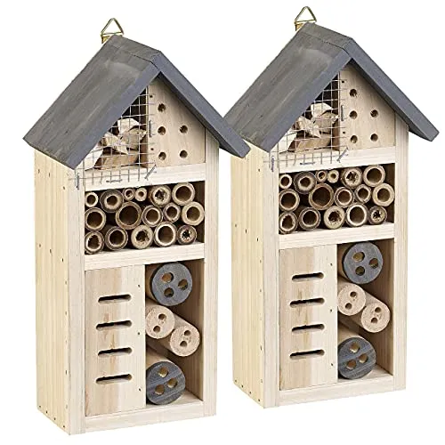 Royal Gardineer Insektenhotel Terrasse: 2er-Set Insektenhotels Linda, Nisthilfe für Nützlinge u.v.m. (Insekten-Haus, Insektenüberwinterungshilfe, Spielzeug)
