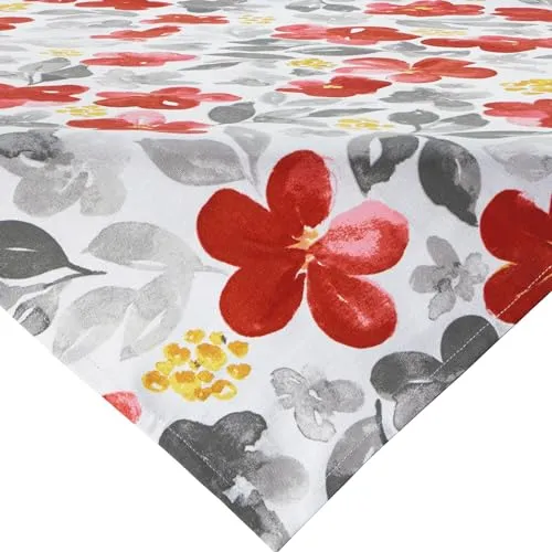 REDBEST Mitteldecke Baumwolle rot-grau Größe 100x100 cm