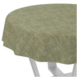 ANRO Tischdecke Alica Leinen Melliert Tischwäsche (Einzelstück 1-tlg), wasserabweisend Melliert Olive Rund 140cm grün Rund | Ø 140 cm x 140 cm x 140 cm