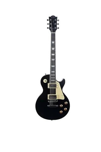 EKO GUITARS – LS‑300 E‑Gitarre, Korpus Pappel, Hals Ahorn, Griffbrett WPC, 2 Humbucker Pickups, Tune‑O‑Matic Bridge, 22 Bünde, Standard Mensur, Farbe Schwarz