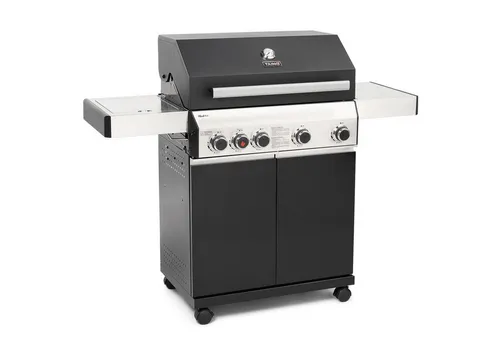 TAINO Gasgrill BLACK, Gasgrill, Doppelwandiger Deckel, Piezozündung, 1 Seitenkocher mit Schutzdeckel