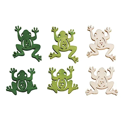 Rayher 56917000 Holz-Streuteile Frösche, 2,5cm ø, 3 Farben sortiert, S