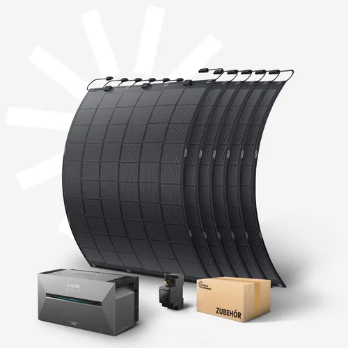 Kleines Kraftwerk Flexibles Balkonkraftwerk mit Speicher 1350Wp – 6×225W Solarmodule