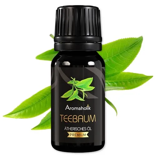 Aromaholik Teebaumöl BIO 100% naturrein – Ätherische Öle für Diffuser & Aroma Diffuser – Zertifiziertes ätherisches Öl aus Indien – Tea Tree Essential Oils 10ml für Sauna & Massage