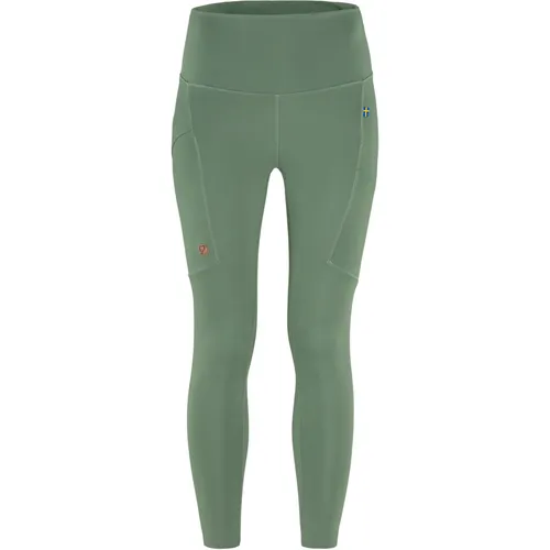 Fjällräven Damen Abisko Tights W Trousers, Patina Green, S - Wanderhosen aus atmungsaktivem Stretchmaterial mit verstellbarem Kordelzug und sicheren Beintaschen – ideal für aktive Frauen in der Natur.