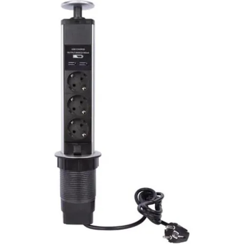 Perel Steckdosenturm, versenkbar mit USB-Ladebuchsen