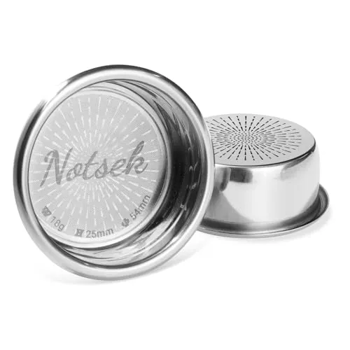 NOTSEK 54mm Präzisions Filterkorb für Doppelter Espresso - Mehrwegfilter aus hochwertigem 304 Edelstahl, optimal für 18g-20g Kaffee, sorgt für eine gleichmäßige Extraktion und erhöht die Crema.