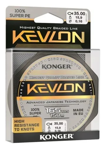 Konger Geflochtene Schnur KEVLON Black 4-Fach Braided Line Angelschnur 150m 0,06-0,20mm (0,07€/m) (0,16mm)