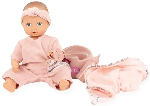Produktbild Götz 2553060 Aquini Girl Schmetterling Puppe – 33 cm Badepuppe ohne Haare mit blauen gemalten Augen – 7 teiliges Set – Babypuppe ab 18 Monaten