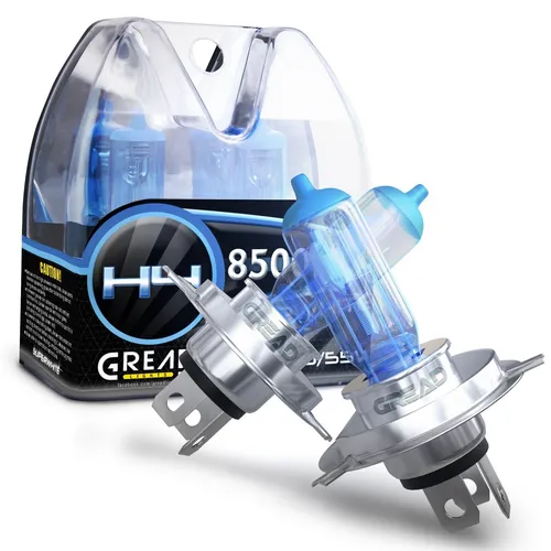 H4 BOX HALOGEN LAMPEN IN XENON OPTIK VON GREAD LIGHTS SUPER WHITE 8500K 60/55W
