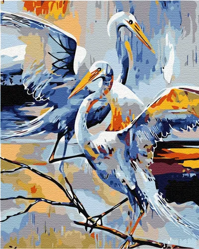 Malen nach Zahlen auf Keilrahmen Störche 50x40cm Bild Ausmalen nach Zahlen