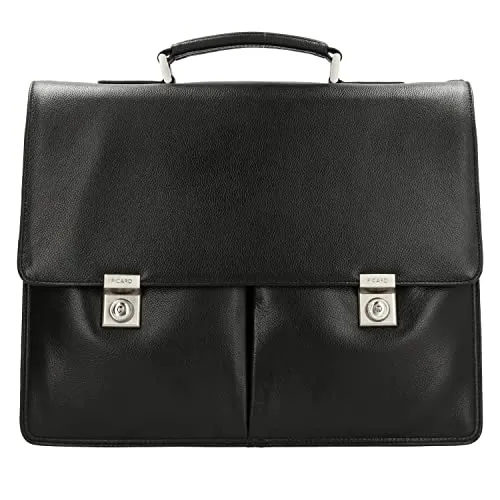 Picard Aktentasche Office Bag aus echtem Rindsleder - Hochwertige Aktentasche aus Rindsleder, ideal für den Berufsalltag mit geräumigem Hauptfach und stilvollem Design. Maße: 40,5 x 32,5 x 12 cm, inklusive Schulterriemen und Trolleyhalterung.